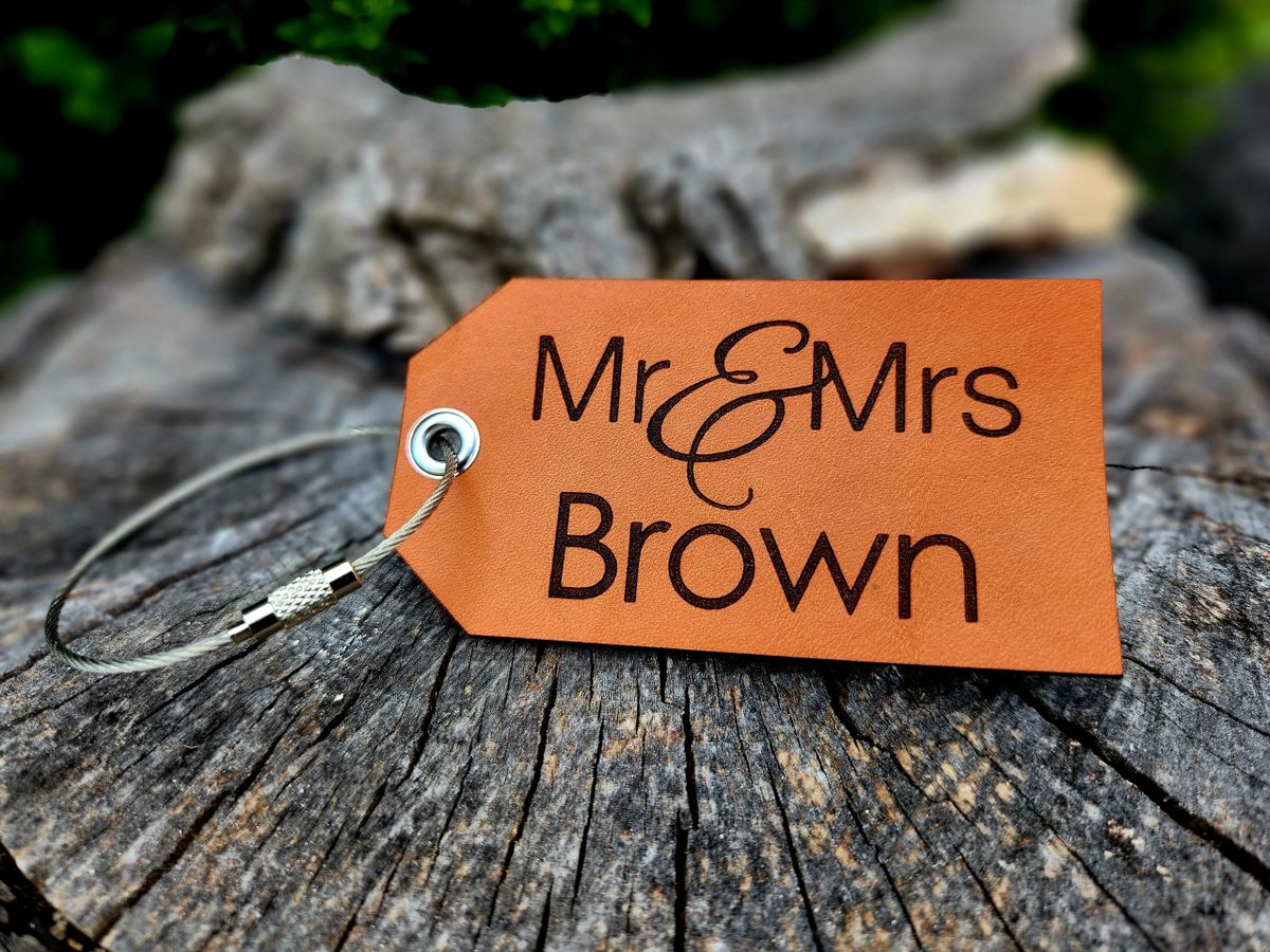 Custom Personalized Leather Luggage Tags - Blue - Perfect gift