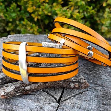 Personalized leather wrap bracelets