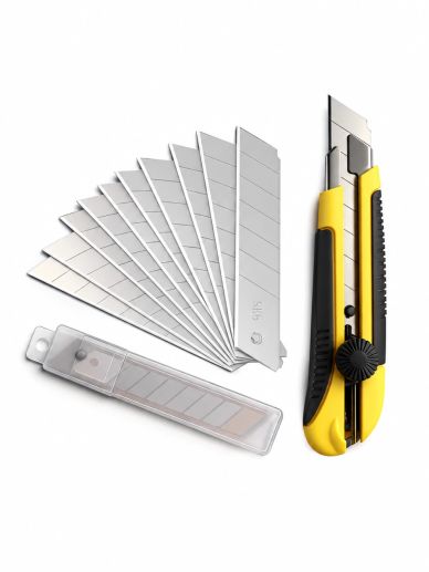 Yellow utility knife with spare blades.