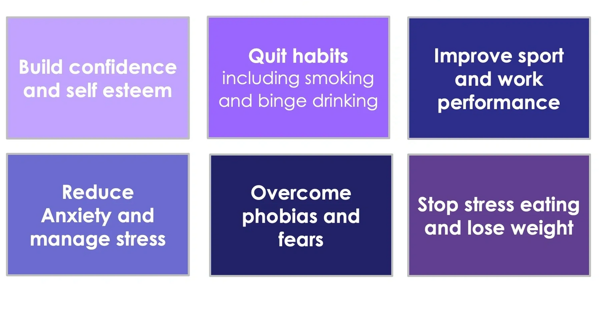 rewired specialise in anxiety and phobias, building confidence, quitting habits inc smoking; Sports
