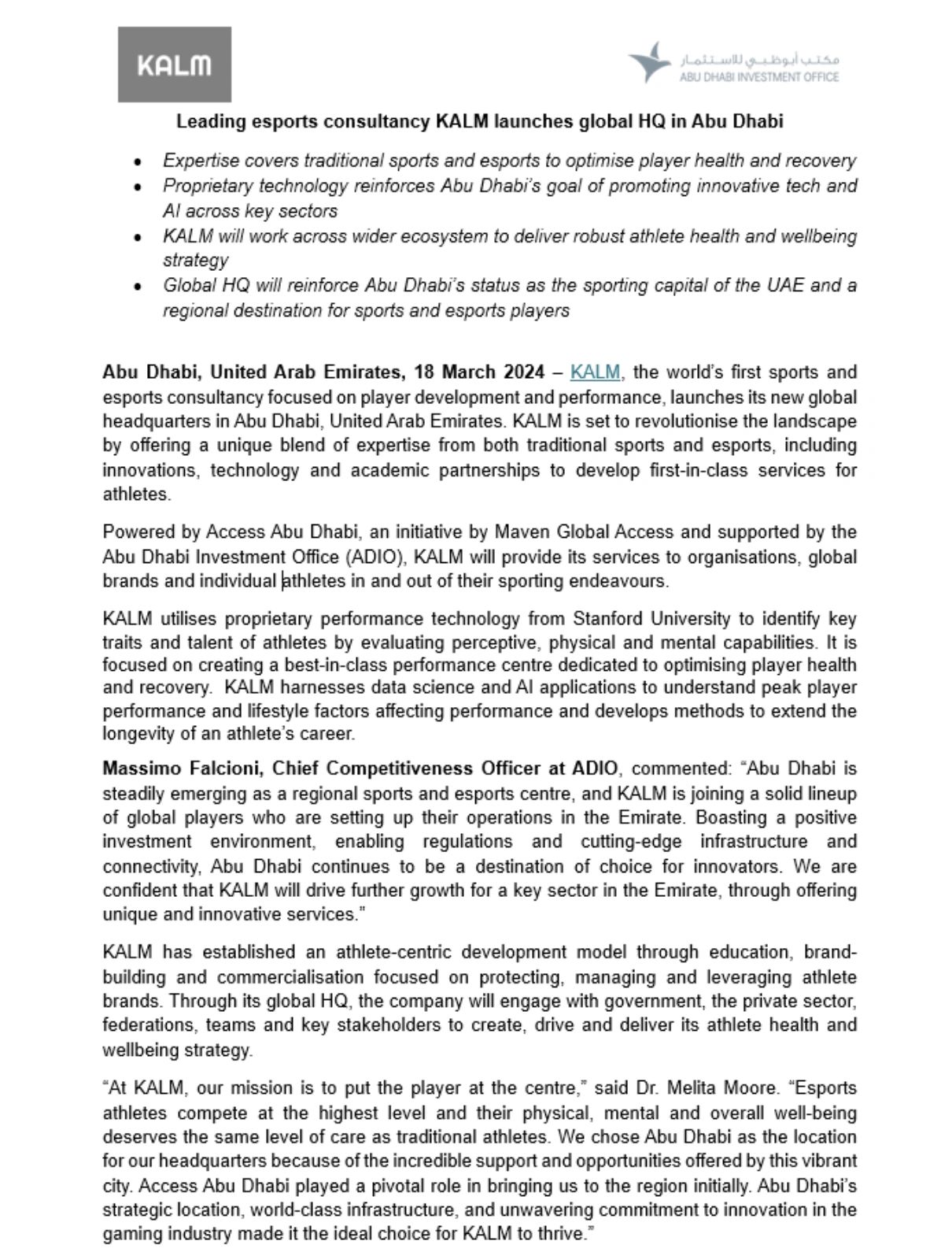 KALM press release (English)