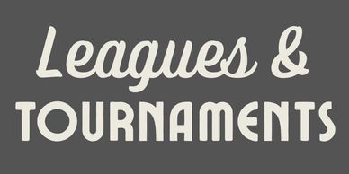 Image of grey box with white text for Leagues & Tournaments
