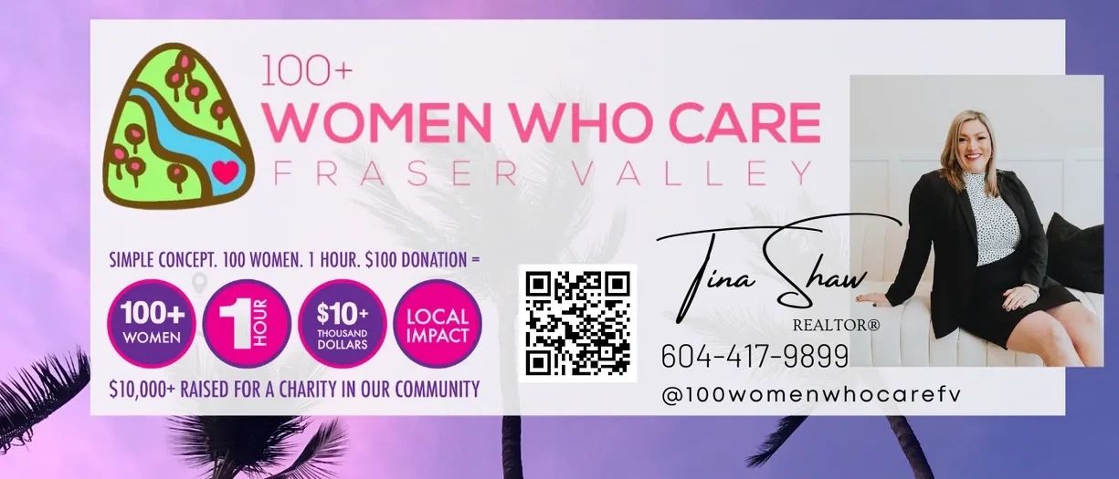 Women Who Care Fraser Valley charity initiative info with Tina Shaw contact.