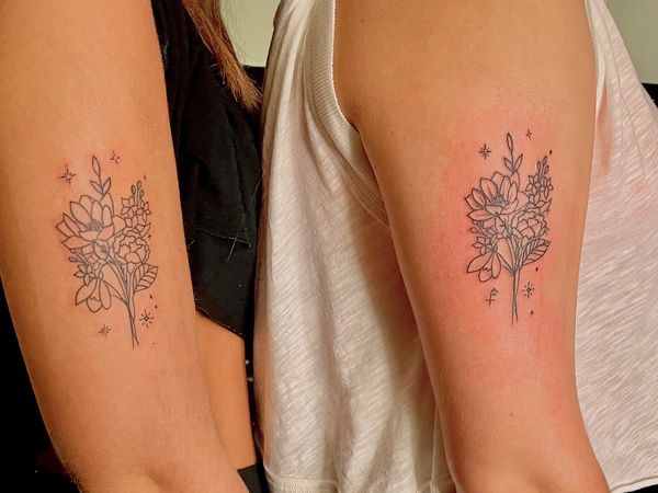 Matching bestie tattoos top rated best tattoo shop near me walk in flower tattoo lonewolftattoo