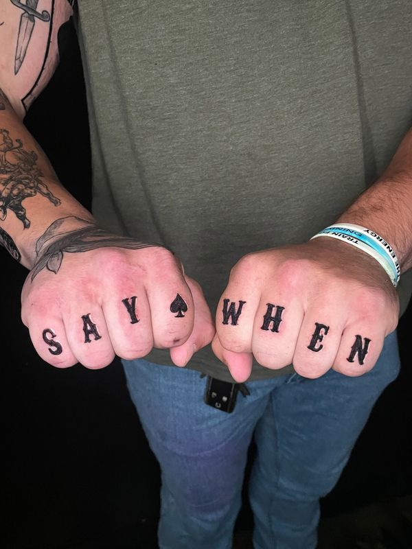 Knuckle tattoo. Hand tattoos charlotte ink movie tattoo cowboy tattoo lone wolf tattoo