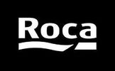 Logo of the brand Roca with a black background.
