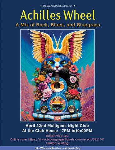 Poster for Achilles Wheel band mixing rock, blues, and bluegrass.