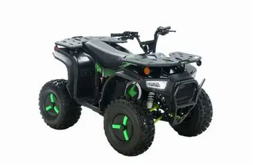 Black and green all-terrain vehicle (ATV).