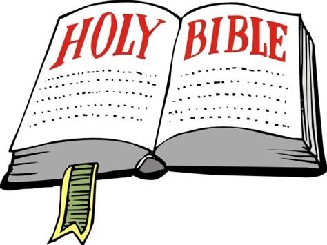 Illustration of an open Holy Bible with a bookmark.