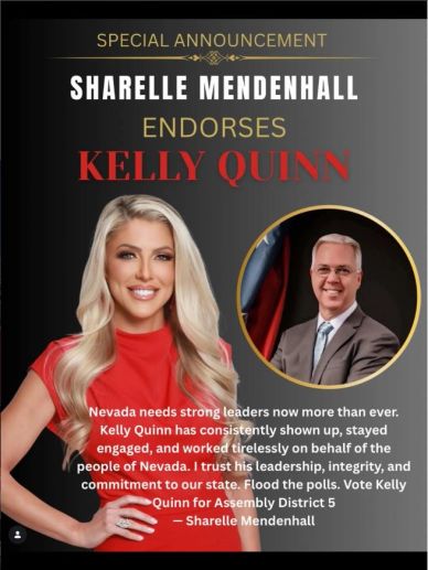 Sharelle Mendenhall endorses Kelly Quinn for Nevada leadership.