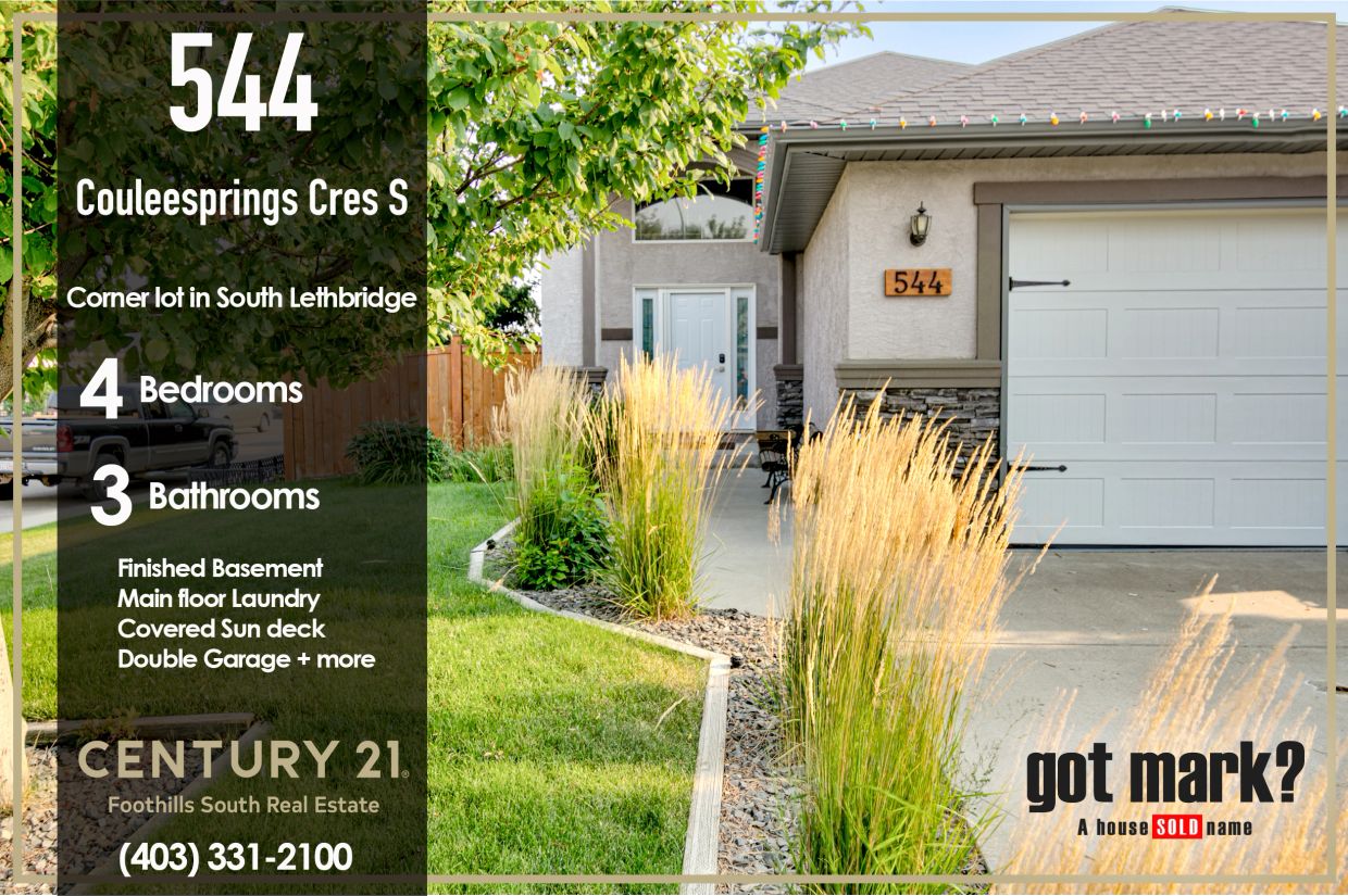Real estate ad for 544 Couleesprings Cres S with 4 bedrooms, 3 bathrooms.