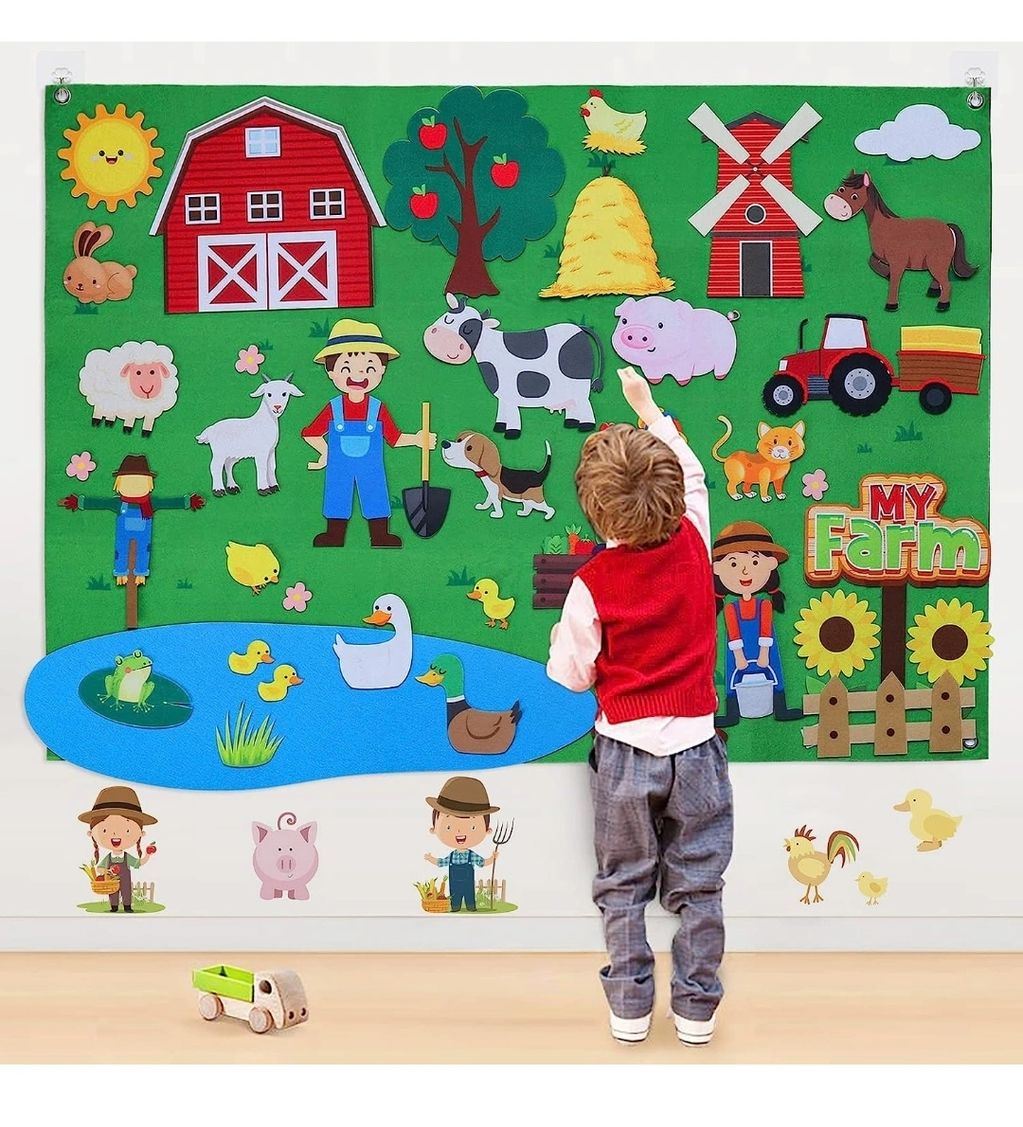 40Pcs Farm Animals Felt Story Board Set