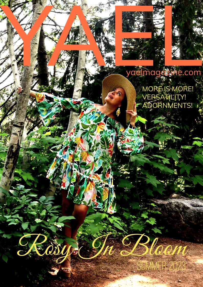 YAEL Magazine. Summer 2023 Issue. Rosy, model. Ruffles, maxi dresses. Morton Arboretum. Style.