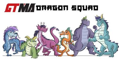 Cartoon dragons labeled GTMA Dragon Squad.