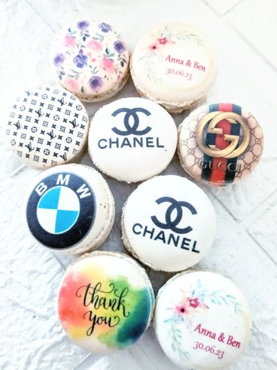 custom printed macarons logo cookies