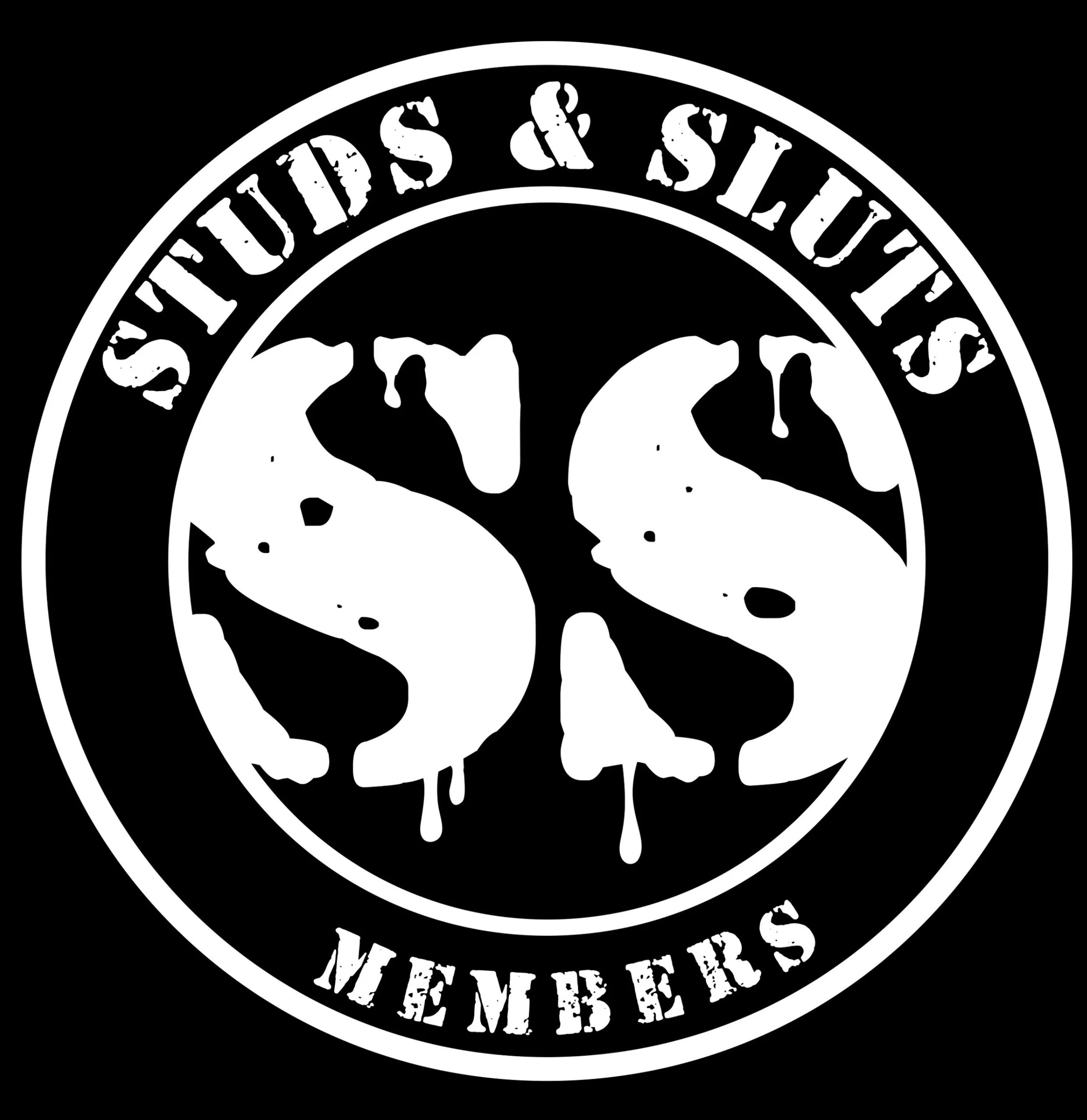 Black and white logo with dripping paw prints and text