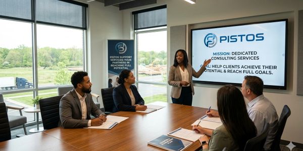 Businesswoman presenting to colleagues in a modern conference room.