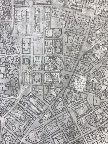 Detailed architectural map of an urban area.
