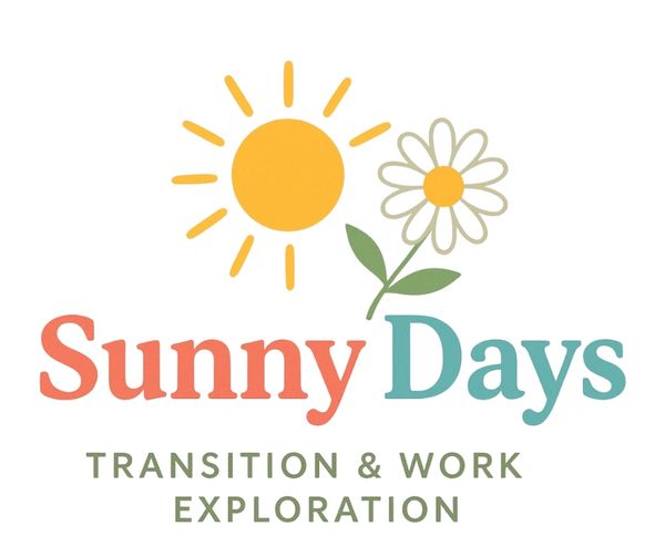 Logo for Sunny Days, focusing on transition and work exploration.