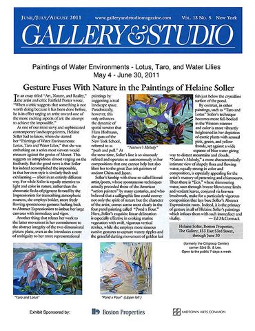 Gallery & Studio 2011 review “Gesture Fuses With Nature in the Paintings of Helaine Soller”