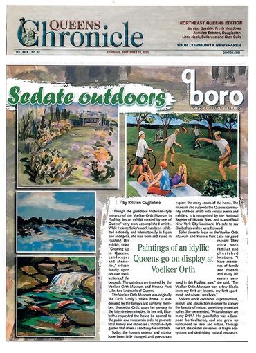 Queens Chronicle’s qboro 2022 review “Sedate Outdoors, Queens’ Beauty and warmth preserved in paint”