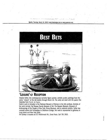 Times Ledger Best Bets 2002 announcement “Leisure-ly Reception”