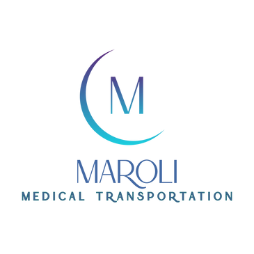 Logo of Maroli Medical Transportation with a crescent and letter M.