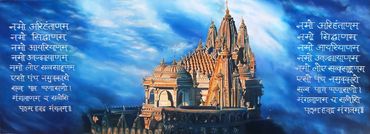 A majestic temple with intricate architecture under a vibrant blue sky.