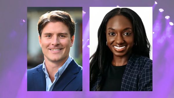 Professional headshots of a smiling man and woman.