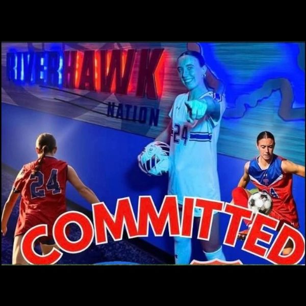 Athlete commits to River Hawk Nation soccer team, wearing jersey number 24.