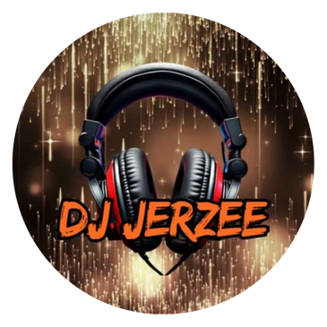Black and red headphones with DJ Jerzee text and sparkling background.