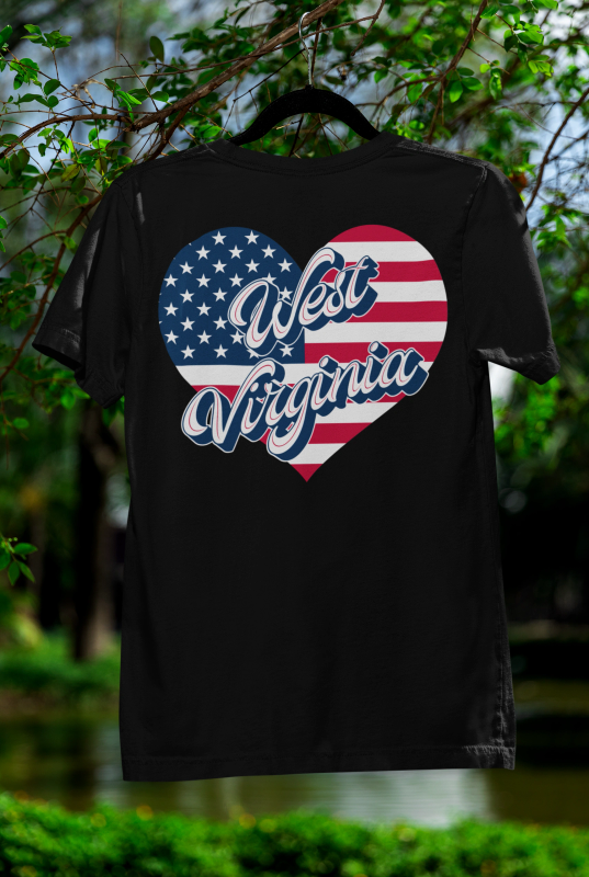 West Virginia Heart black T-shirt