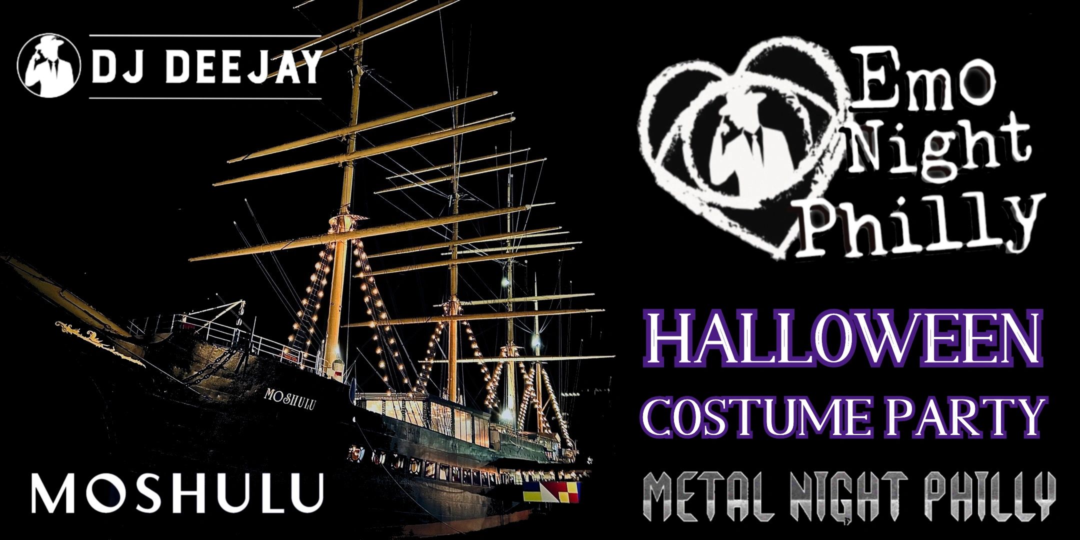 Halloween costume party at Mosshulu with DJ Deejay and Emo Night Philly.