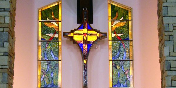 First Baptist Church of Sanger; Stained glass by Christie Wood
