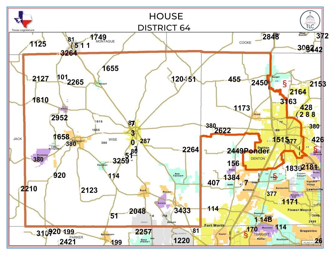 Map of Texas House District 64