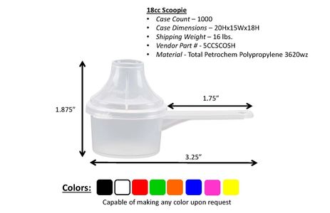18cc and 18ml plastic scoop with funnel for pouring supplement powders