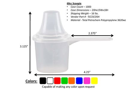 60cc and 60ml plastic scoop with funnel for pouring supplement powders