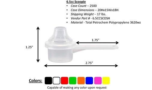6.5cc and 6.5ml plastic scoop with funnel for pouring supplement powders