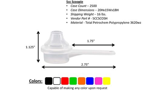 5cc and 5ml plastic scoop with funnel for pouring supplement powders