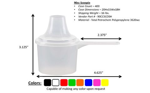 90cc and 90ml plastic scoop with funnel for pouring supplement powders