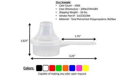 11cc and 11ml plastic scoop with funnel for pouring supplement powders