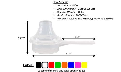 13cc and 13ml plastic scoop with funnel for pouring supplement powders