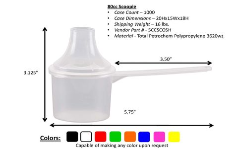 80cc and 80ml plastic scoop with funnel for pouring supplement powders