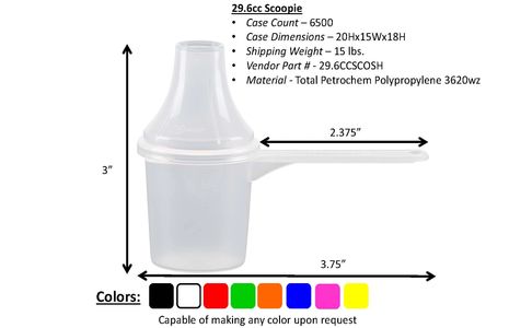 30cc and 30ml plastic scoop with funnel for pouring supplement powders