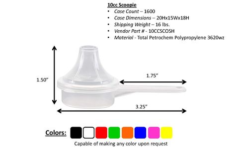 10cc and 10ml plastic scoop with funnel for pouring supplement powders