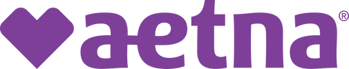Purple Aetna logo with a heart-shaped design.