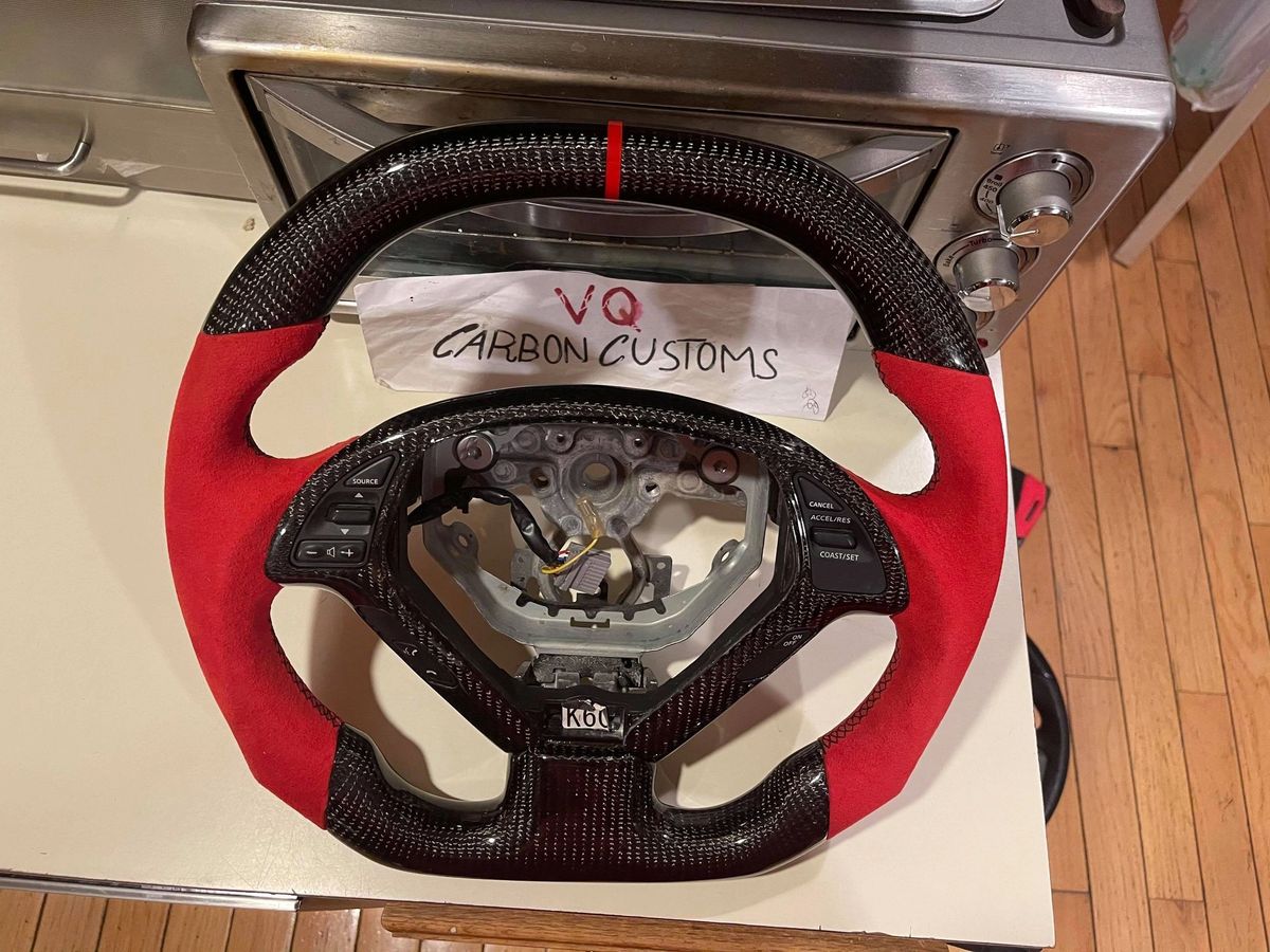 IN STOCK g37 red alcantara flat top carbon fiber steering wheel