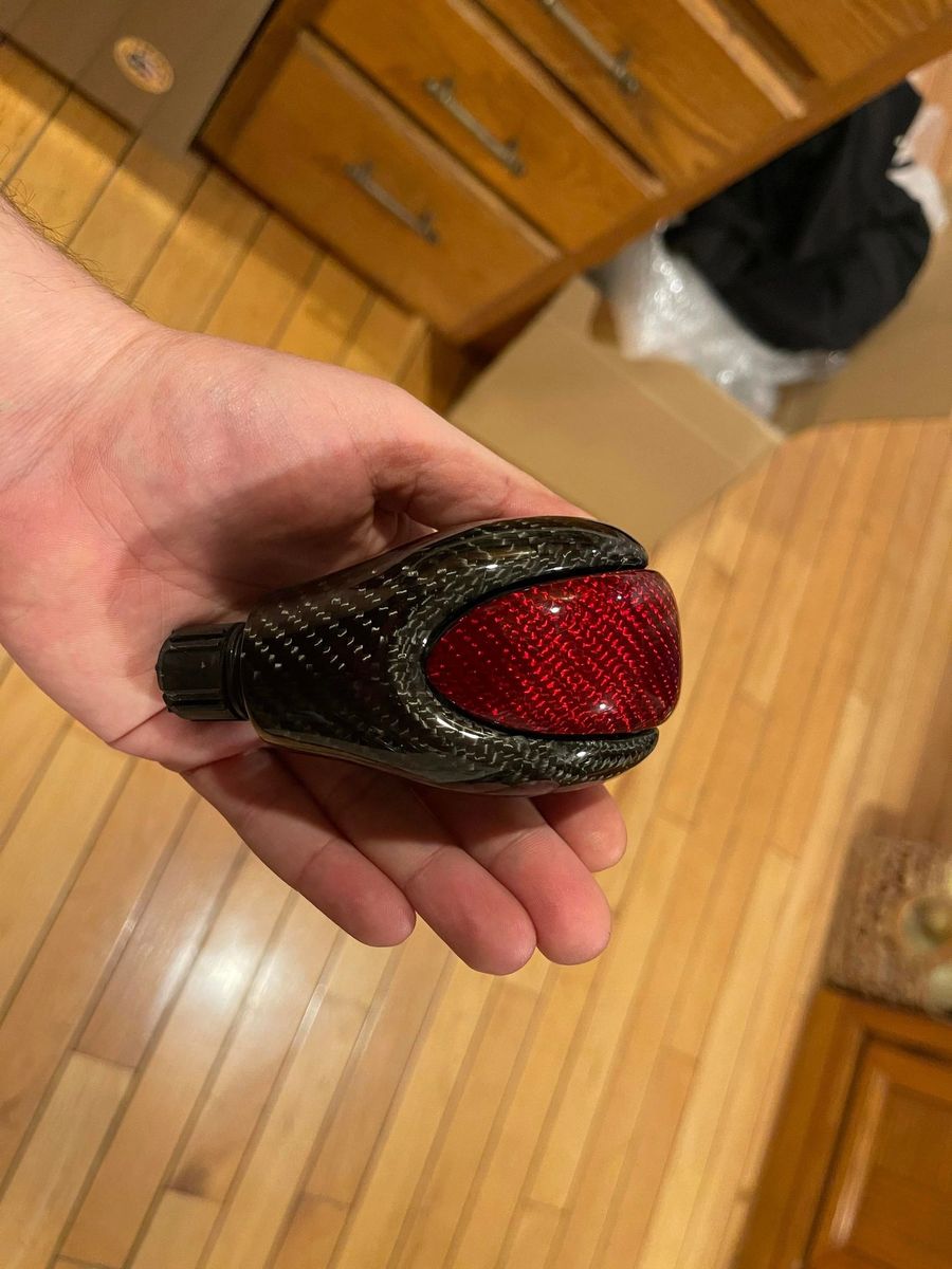 made to order 2006+ c6 corvette red carbon fiber automatic shifter knob