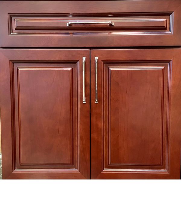 cherry american style cabinets red cabinetry base wall pantry 
