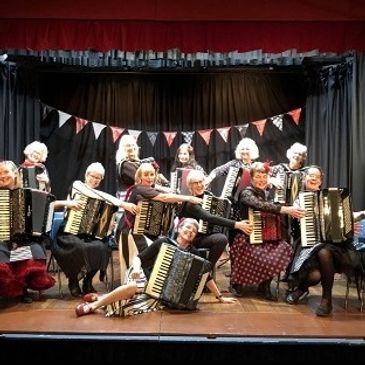  North Wales Ceilidh band Aderyn Prin's member Annie in the No1 Ladies Accordion Orchestra